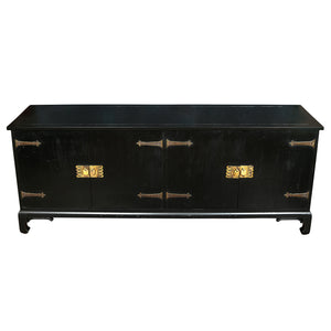 LARGE ASIAN STYLE CREDENZA WITH BRASS HARDWARE