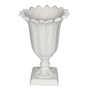 LARGE WHITE PLASTER TULIP URN