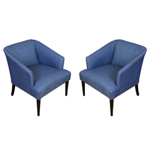 PAIR OF BLUE MODERN UPHOLSTERED LOUNGE CHAIRS