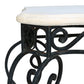 A PAIR OF IRON CONSOLES WITH STONE TOP