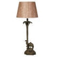 PAIR CARVED & PAINTED CAMEL & PALM TREE LAMPS