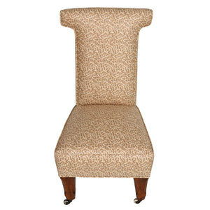 SLENDER HIGH BACK SLIPPER CHAIR UPHOLSTERED IN QUADRILLE FABRIC