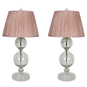 PAIR OF VAUGHAN TRIPLE GLASS BUBBLE FACETED TABLE LAMPS