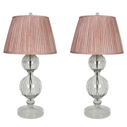 PAIR OF VAUGHAN TRIPLE GLASS BUBBLE FACETED TABLE LAMPS
