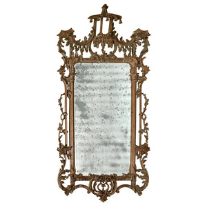 PAGODA CREST GEORGE II STYLE PINE MIRROR