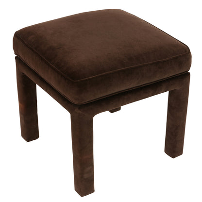 PAIR PARSONS STYLE CHOCOLATE BROWN VELVET STOOLS