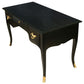 FRENCH BLACK WRITING DESK WITH BRASS ACCENTS