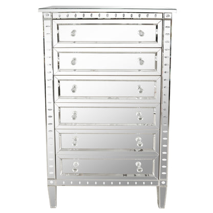 MIRRORED HIGHBOY CHEST OF SIX DRAWERS