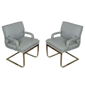 PAIR MID CENTURY MODERN MILO BAUGHMAN STYLE CHAIRS