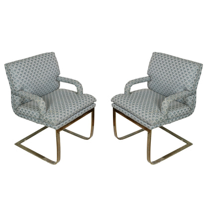 PAIR MID CENTURY MODERN MILO BAUGHMAN STYLE CHAIRS