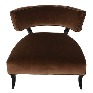 JAMES MONT STYLE VINTAGE OVERSIZED BROWN VELVET CHAIR