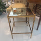 VINTAGE BRASS SIDE TABLE WITH ANTIQUED MIRRORED TOP