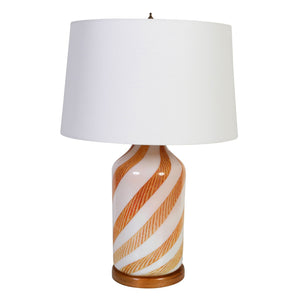 SINGLE MURANO STYLE OCHRE AND WHITE SWIRL LAMP