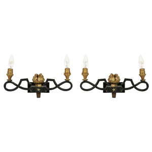 POILLERAT STYLE DOUBLE SCONCES WITH ACANTHUS GILT DETAIL