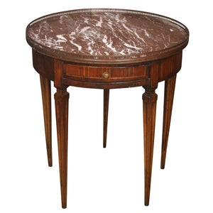 ROUGE MARBLE TOP BOUILLOTTE TABLE WITH BRASS GALLERY