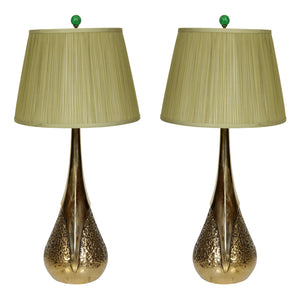 PAIR OF MID CENTURY BRASS TEXTURED LAMPS