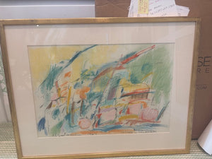 AMERICAN PASTER ON PAPER, " TWO FIGURES IN A LANDSCAPE"