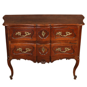 FRENCH PROVINCIAL WALNUT COMMODE WITH GILT MOUNTS