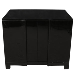 BLACK LACQUER THREE DOOR CABINET