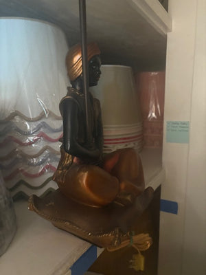 PAIR OF VINTAGE SEATED BLACKMOOR LAMPS.