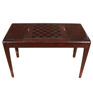 ANTIQUE LEATHER GAMES TABLE BACKGAMMON OR CHESS