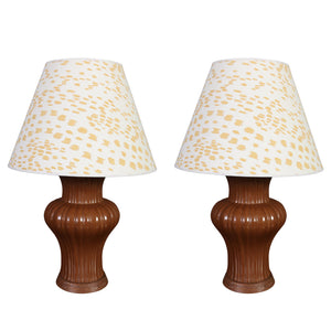 PAIR OF SPITZMILLER STYLE CHOCOLATE CERAMIC LAMPS