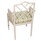SET OF THREE WHITE PAINTED BAMBOO CHAIRS WITH UPHOLSTERED SEATS