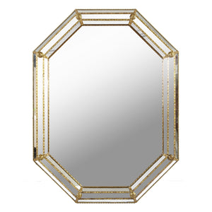 OCTAGONAL GILT TRIPLE FRAME BEVELED MIRROR