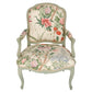 PAIR OF QUILTED CHINTZ UPHOLSTERED VINTAGE PAINTED FAUTEUILS
