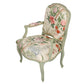 PAIR OF QUILTED CHINTZ UPHOLSTERED VINTAGE PAINTED FAUTEUILS