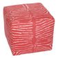PAIR OF NEWLY UPHOLSTERED ANIMAL PRINT RED PETITE OTTOMANS