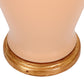 PEACH GLAZED QUANYI SHAPED LAMP GOLD LEAF BASE