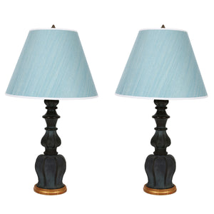 PAIR OF VINTAGE BLACK VASE LAMPS