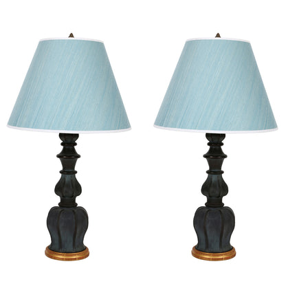 PAIR OF VINTAGE BLACK VASE LAMPS