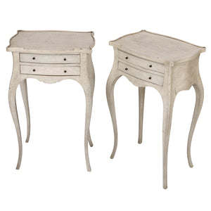 PAIR VINTAGE FRENCH PAINTED BEDSIDE TABLES WITH DRAWERS
