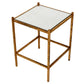 VINTAGE BRASS SIDE TABLE WITH ANTIQUED MIRRORED TOP