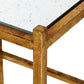 VINTAGE BRASS SIDE TABLE WITH ANTIQUED MIRRORED TOP