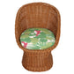 PAIR OF VINTAGE ROUND WICKER CHAIRS WITH NEWLY UPHOLSTERED SCHUMACHER CUSHIONS