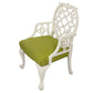 OSCAR DE LA RENTA PAINTED ARMCHAIR NEWLY UPHOLSTERED IN RAW GREEN SILK