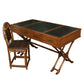 VINTAGE LEATHER AND WOOD CAMPAIGN DESK