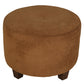 PAIR ROUND SUEDE CHOCOLATE BROWN OTTOMANS