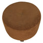 PAIR ROUND SUEDE CHOCOLATE BROWN OTTOMANS