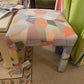 PAIR OF NEWLY UPHOLSTERED MULTICOLOR STRIE PATCHWORK BENCHES