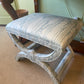 PAIR OF UPHOLSTERED BLUE QUADRILLE CURULE BENCHES