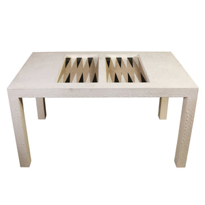 WHITE FAUX ALLIGATOR SKIN BACKGAMMON TABLE