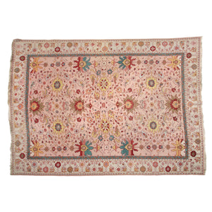 VINTAGE TURKISH RUG IN PINKS, YELLOW AND CREAM