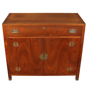 ASIAN STYLE WALNUT CABINET WITH BRASS DETAILS