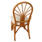 VINTAGE BAMBOO AND GLASS SQUARE DINING TABLE WITH FOUR DINING CHAIRS