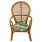 PAIR OF VINTAGE RATTAN FAN BACK CHAIRS WIT SCHUMACHER GREEN AND PINK FABRIC