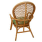 PAIR OF VINTAGE RATTAN FAN BACK CHAIRS WIT SCHUMACHER GREEN AND PINK FABRIC